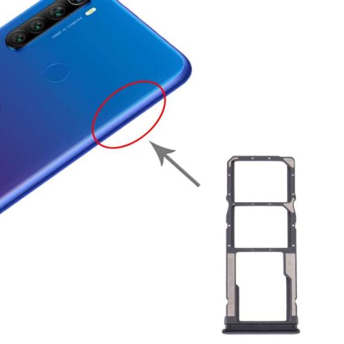 SIM Card Tray  Micro SD for Xiaomi Redmi Note 8T / Redmi Note 8 (Black)
