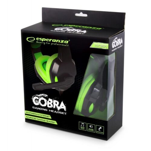 Gaming Headphones Esperanza Cobra EGH350G, 2x 3.5mm, Black-Green